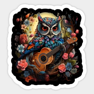 Owl Playing Guitar Sticker